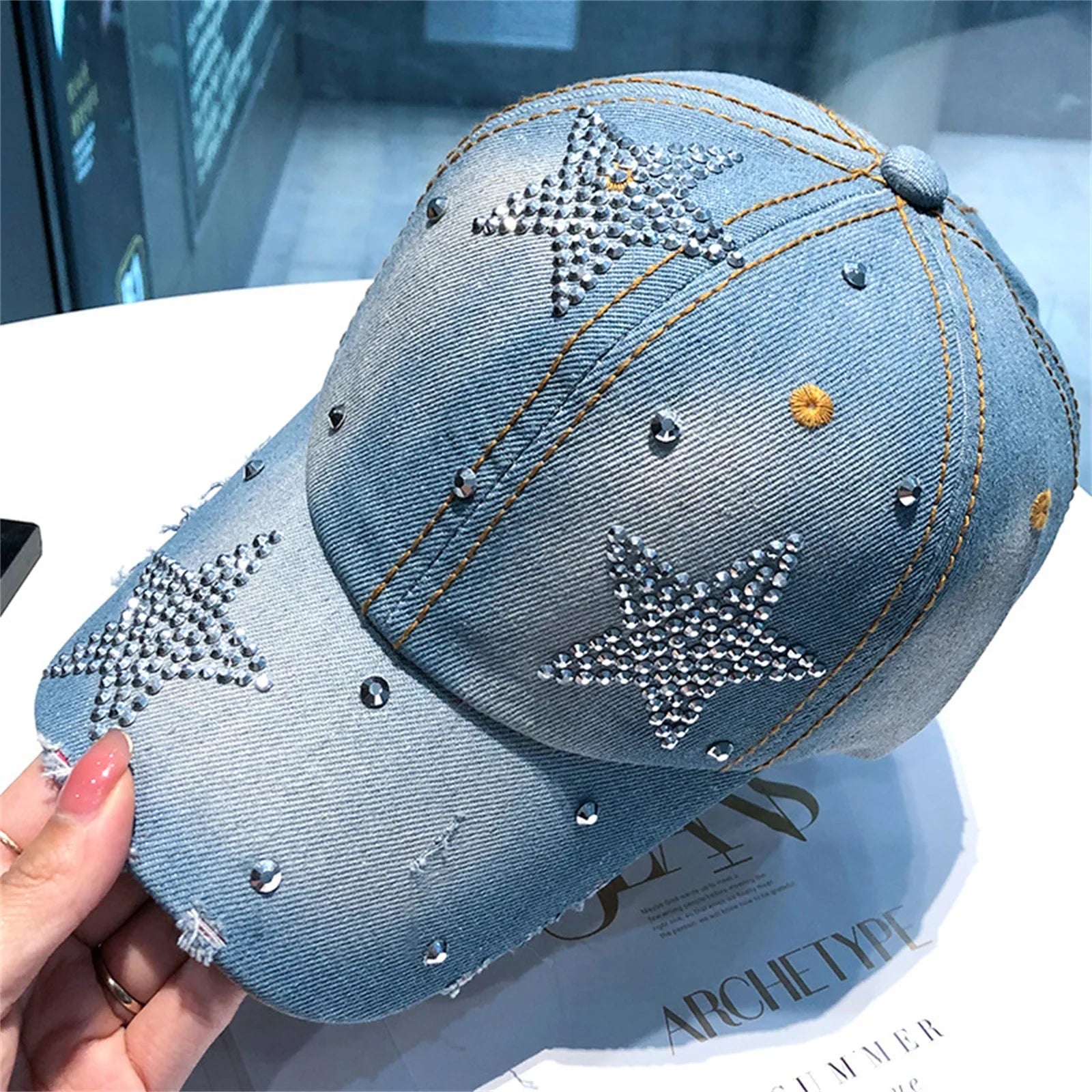 Shiny Hot-Fix Letter Baseball Cap