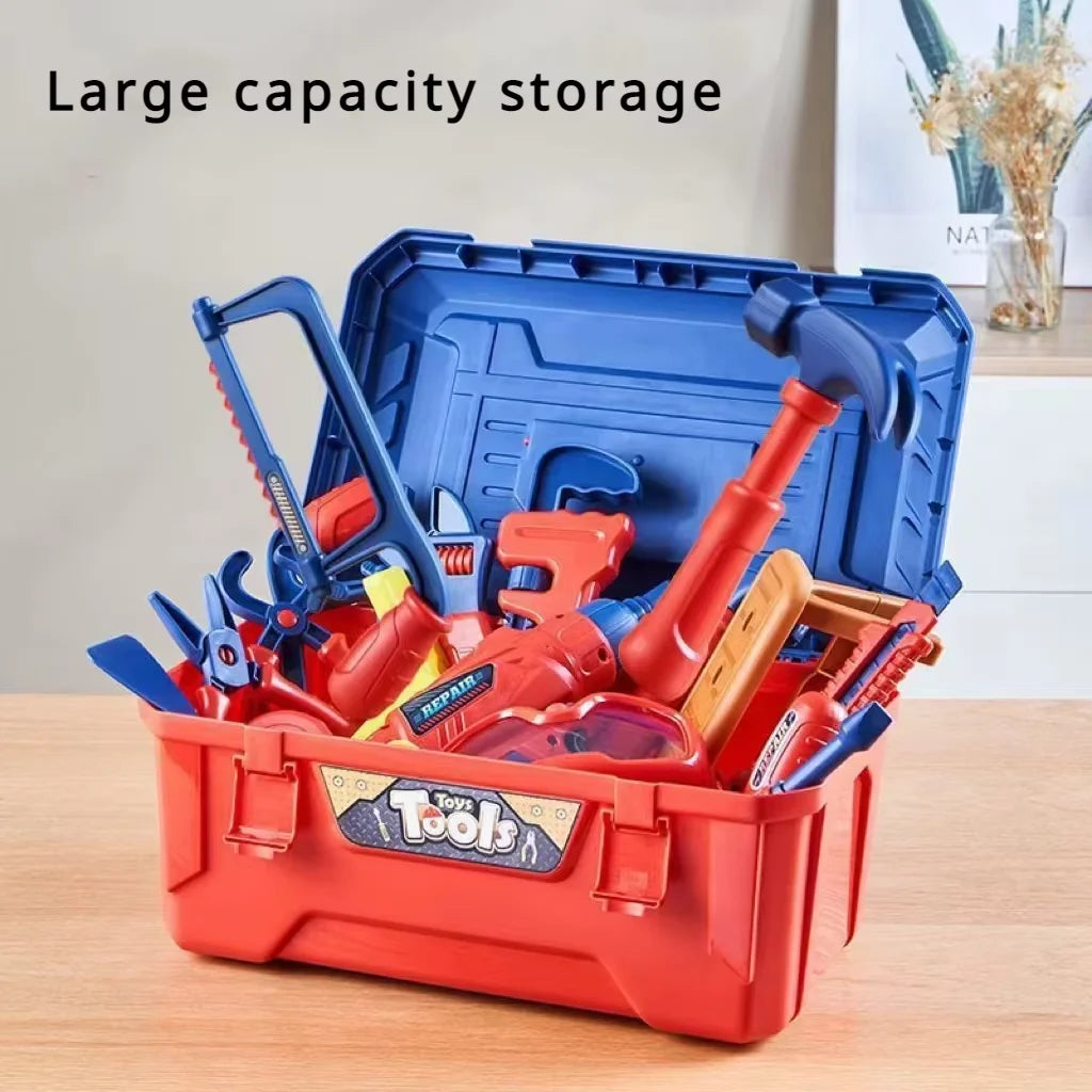 Kids Repair Toolbox Set with Simulation Electric Screwdriver And Drill Pretend Play Engineering Assembly Toy Educational gift