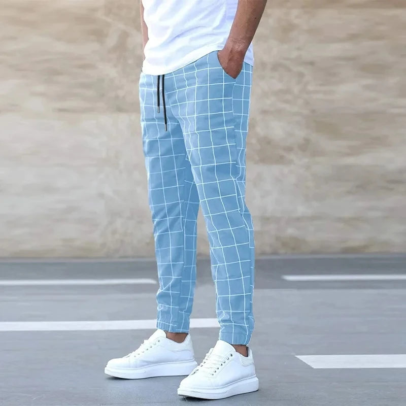 👖 Men’s 2025 Checkered Leg Tight Pants – Business Casual Meets Modern Comfort
