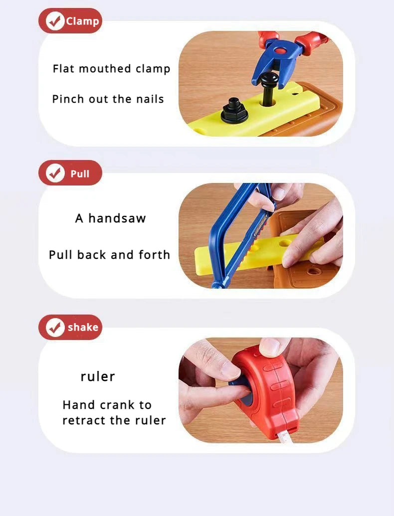 Kids Repair Toolbox Set with Simulation Electric Screwdriver And Drill Pretend Play Engineering Assembly Toy Educational gift
