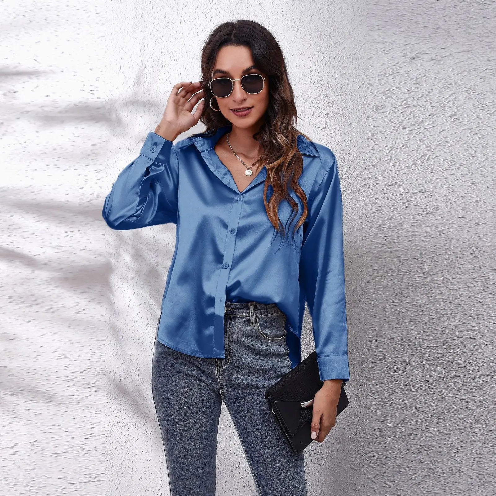 💼 Elegant Women’s Satin Shirt – Effortless Sophistication for Work & Beyond