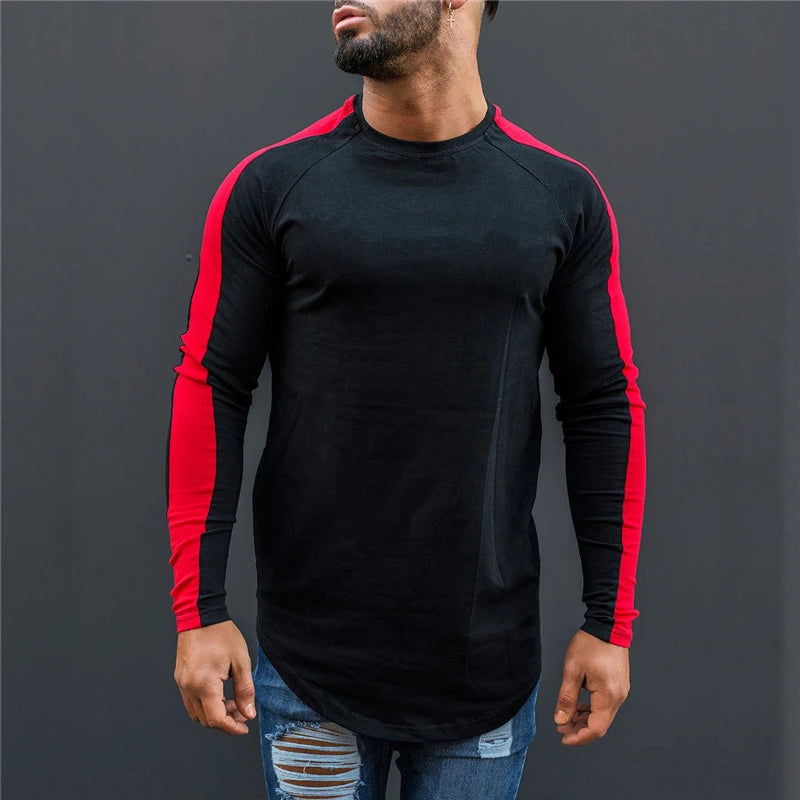 💪 Men’s Gym & Running Long Sleeve T-Shirt – Breathable Cotton Muscle Fit Performance Wear