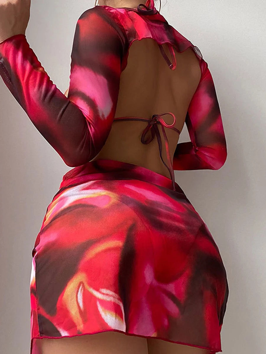 🌴 4-Piece Printed Triangle Bikini Set – Sexy, Confident, and Made for Summer Fun