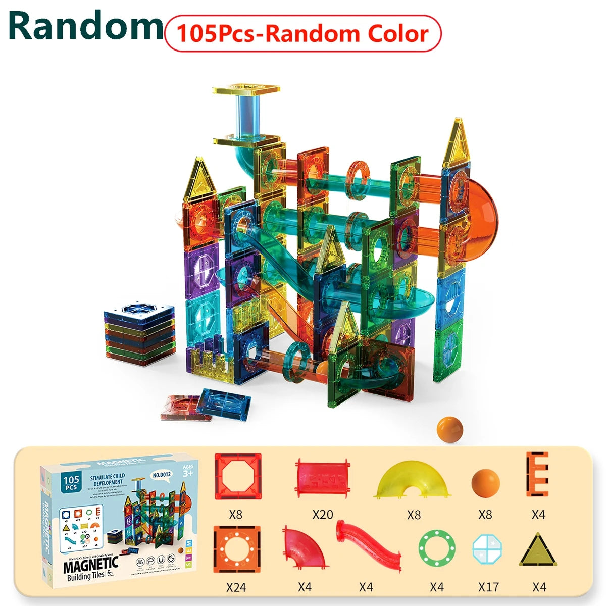 Magnetic Tiles  Marble Run Race Track Toy Set STEM Educational Building Blocks Child Brain Development Kit Magnet Construction T