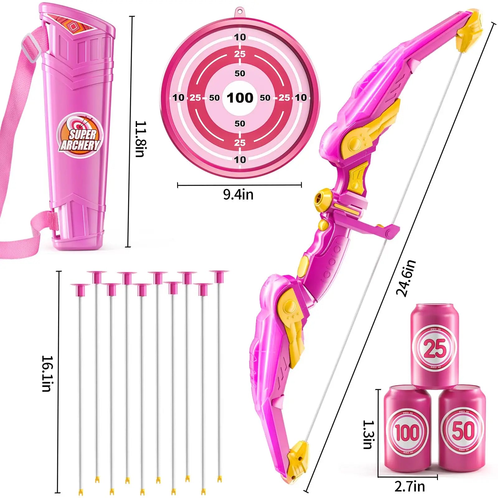 Kids Bow and Arrow Set, LED Light Up Archery Toys Set for Kids Ages 4-8 8-12, with 10 Suction Cup Arrows, Target & Quiver, Boys