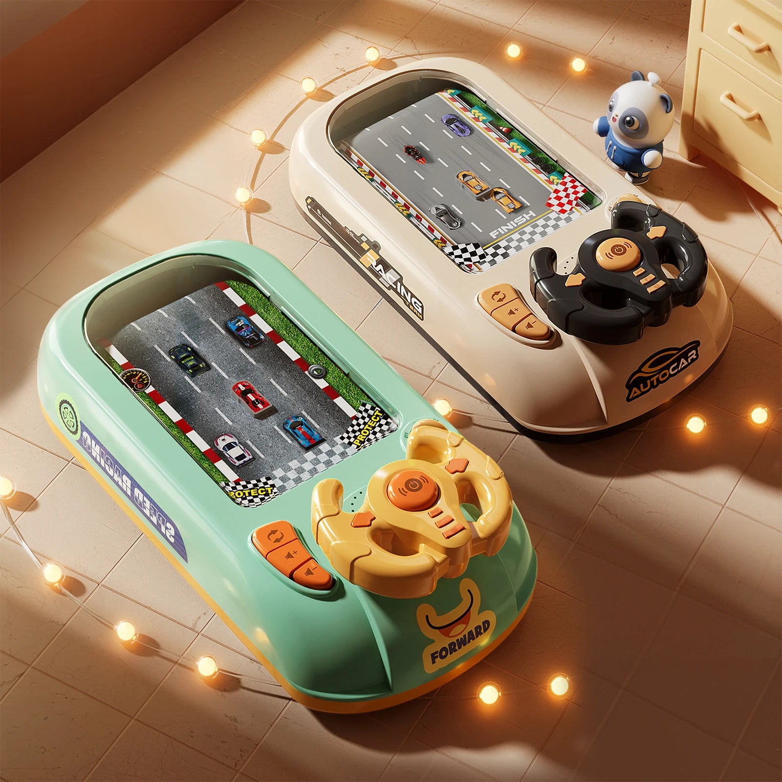 Children's steering wheel operation obstacle avoidance game machine simulates steering wheel racing car