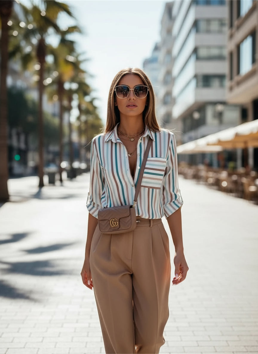 💼 Elegant Striped Office Blouse
