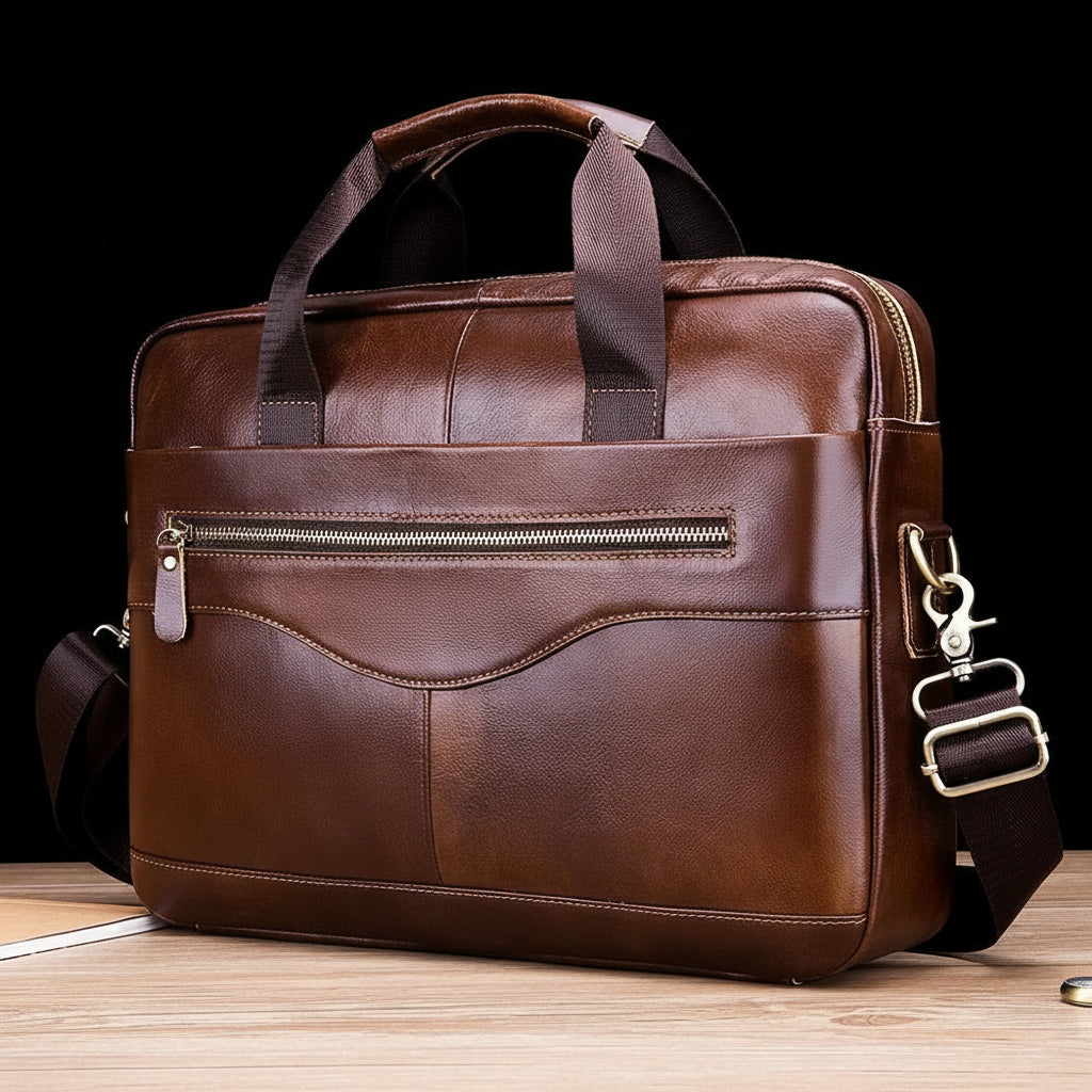 💼 Premium Cowhide Leather Men’s Briefcase – Business, Style & Strength Combined