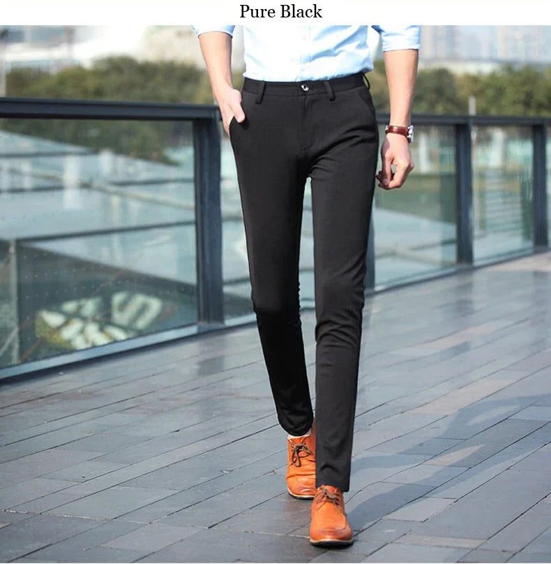 🖤 Black Slim-Fit Dress Pants for Men — Effortless Elegance for Every Occasion