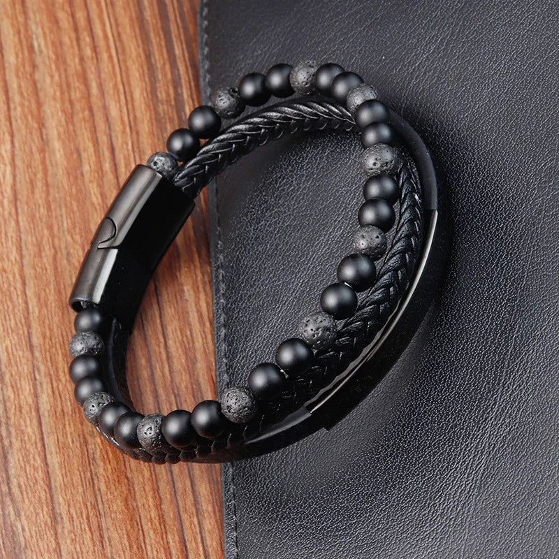 🔗 Braid Rope Leather Bracelet with Magnetic Buckle – Unisex Style & Elegance