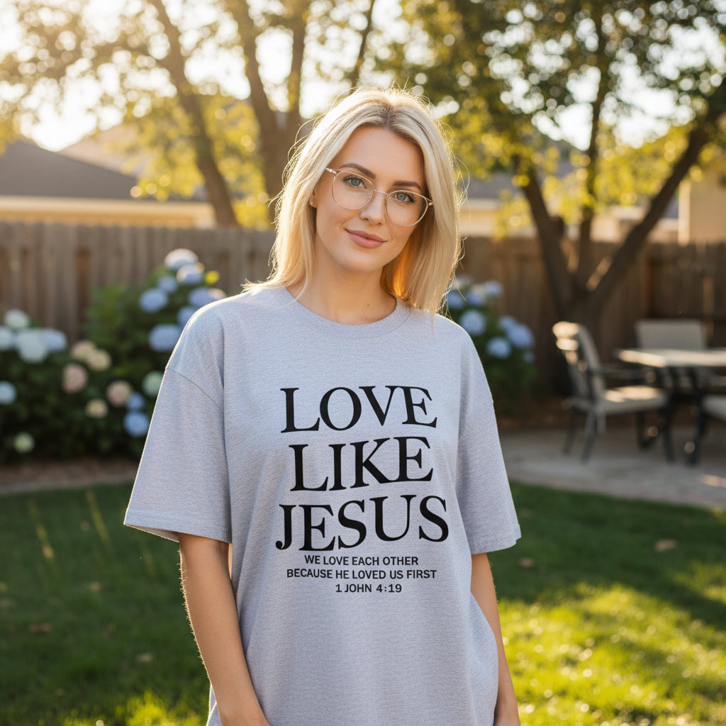 ✝️ Love Like Jesus – Faith-Based Christian T-Shirt for Women