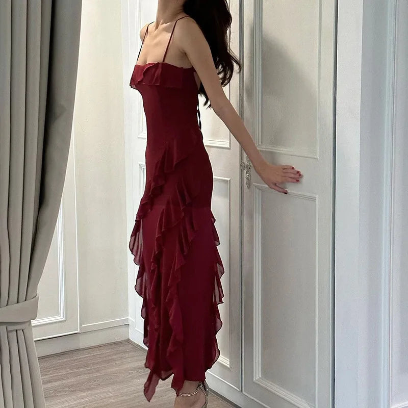 💖 Elegant Allure – Summer Lace-Up Backless Midi Dress