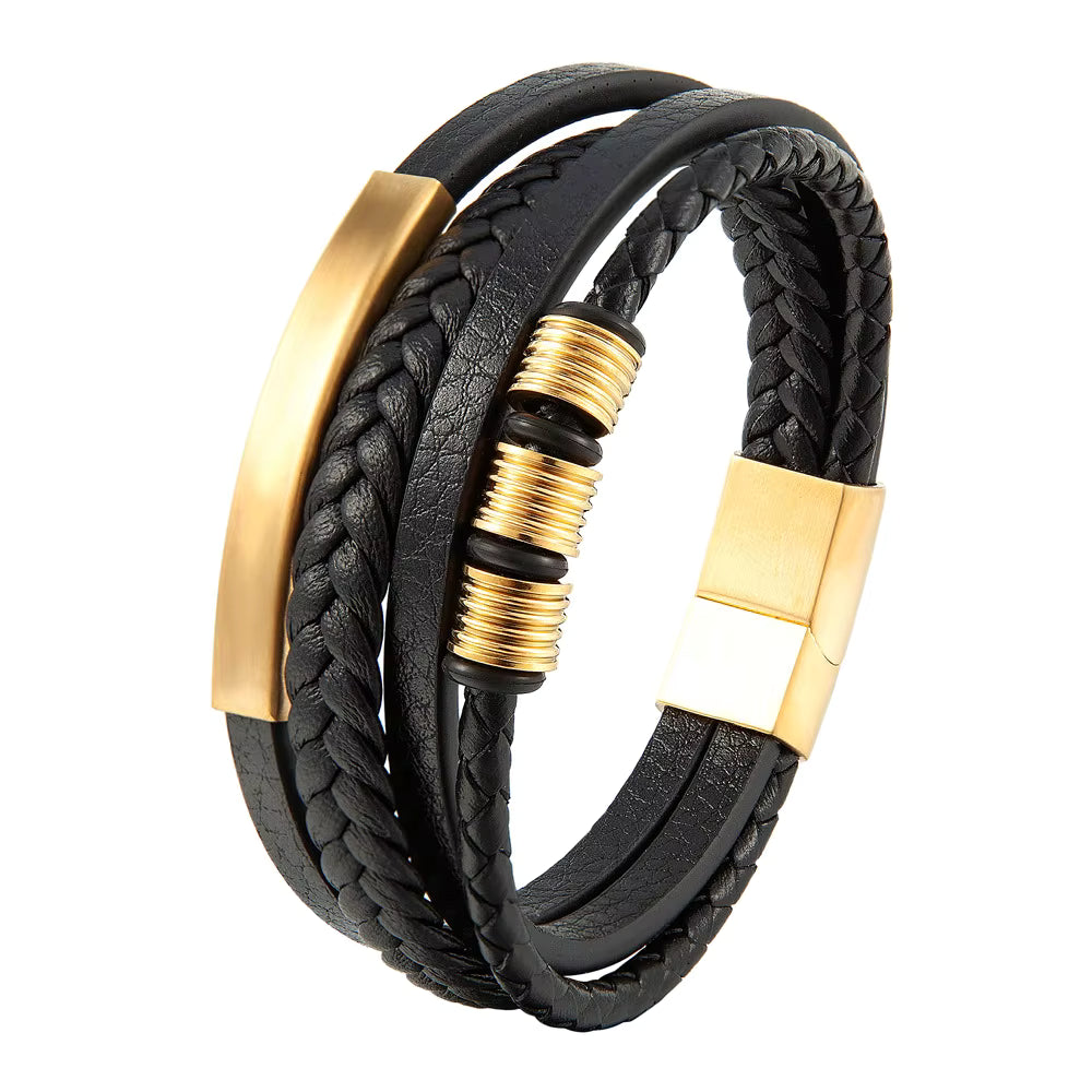 🔗 Braid Rope Leather Bracelet with Magnetic Buckle – Unisex Style & Elegance