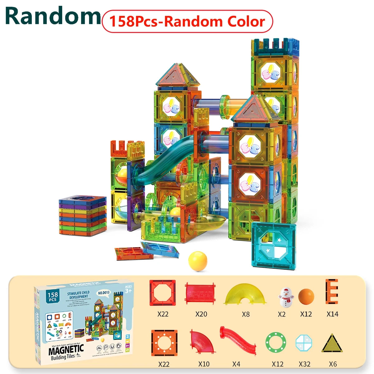 Magnetic Tiles  Marble Run Race Track Toy Set STEM Educational Building Blocks Child Brain Development Kit Magnet Construction T