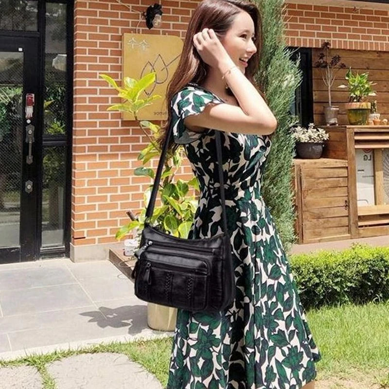 👜 Soft PU Leather Multi-Layer Shoulder Bag – Elegant, Practical & Made for Everyday Life