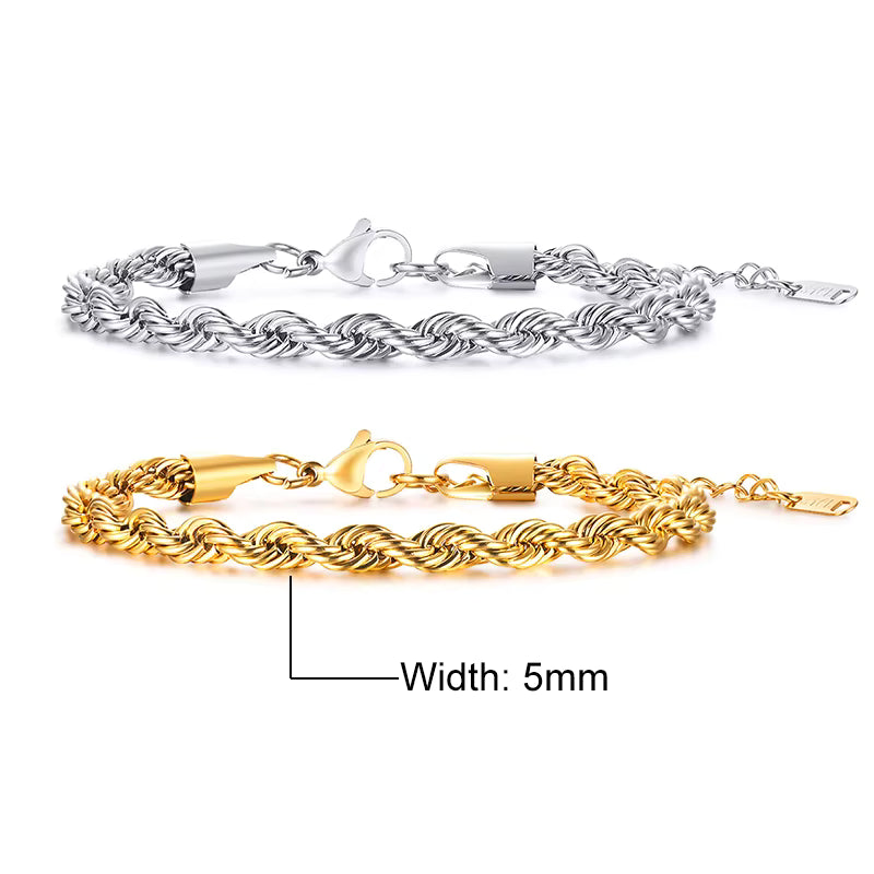 💎 Unisex Rope Chain Bracelet – Timeless Style for Men & Women