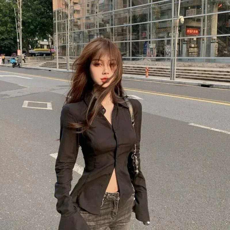 💃 Sexy Slim Flared Sleeve Women's Shirt – Elegance Meets Modern Flair