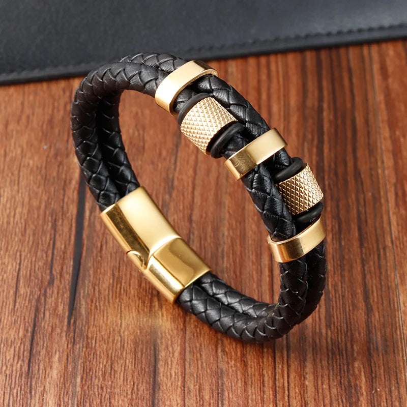 🔗 Braid Rope Leather Bracelet with Magnetic Buckle – Unisex Style & Elegance