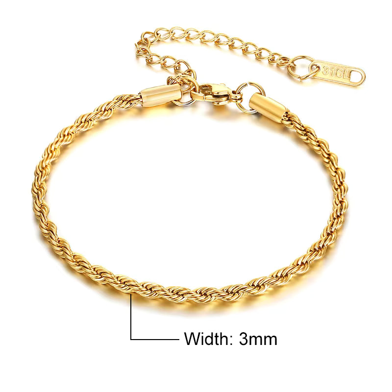 💎 Unisex Rope Chain Bracelet – Timeless Style for Men & Women