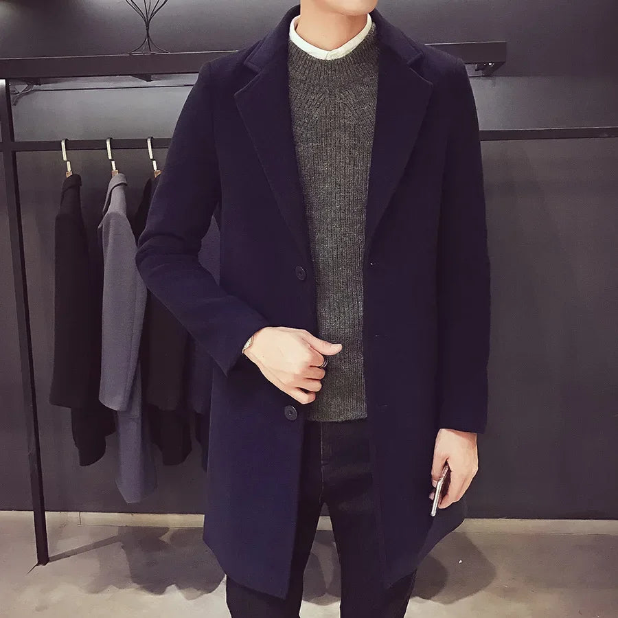 🧥 Men’s Long Cotton Coat – Classic Elegance Meets Modern Warmth