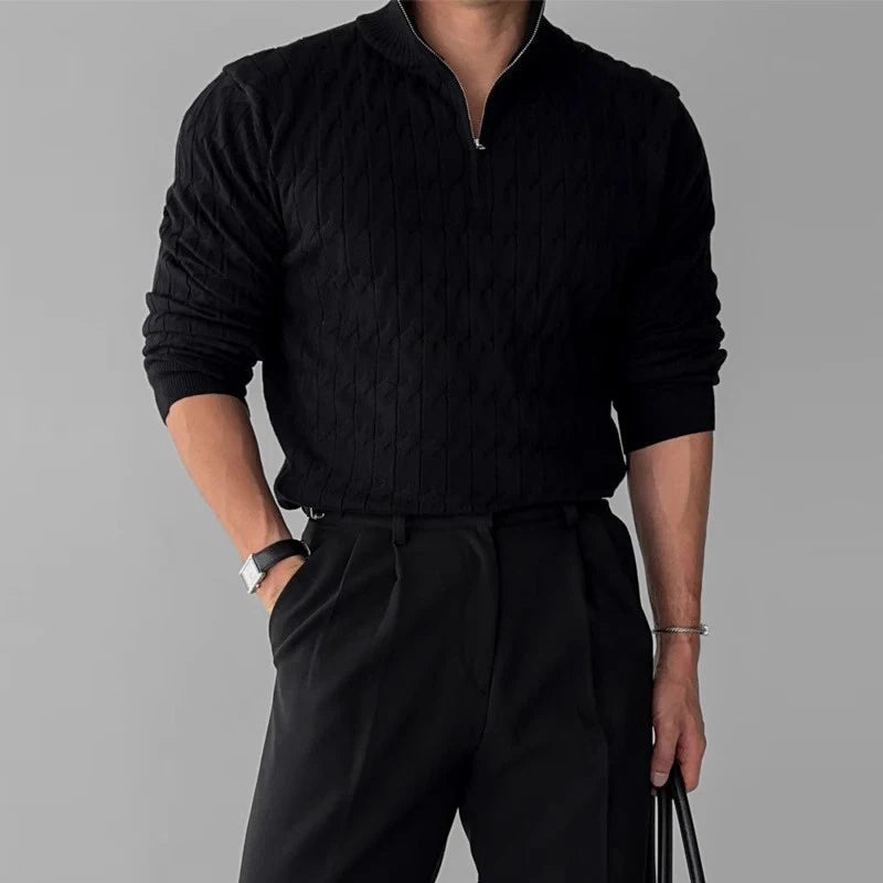 🧶 Men’s Luxury Knit Mock Turtleneck Sweater