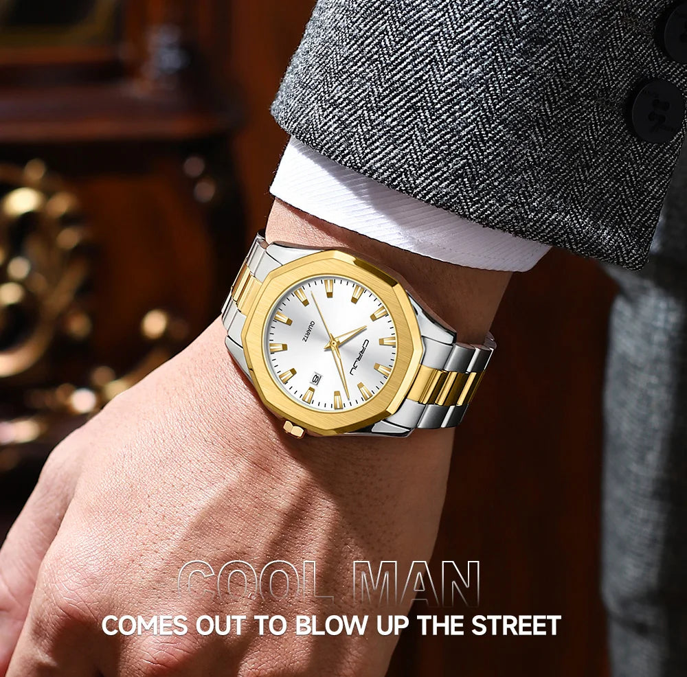 ⌚ Men’s Classic Luxury Stainless Steel Watch — Elegance That Never Fades