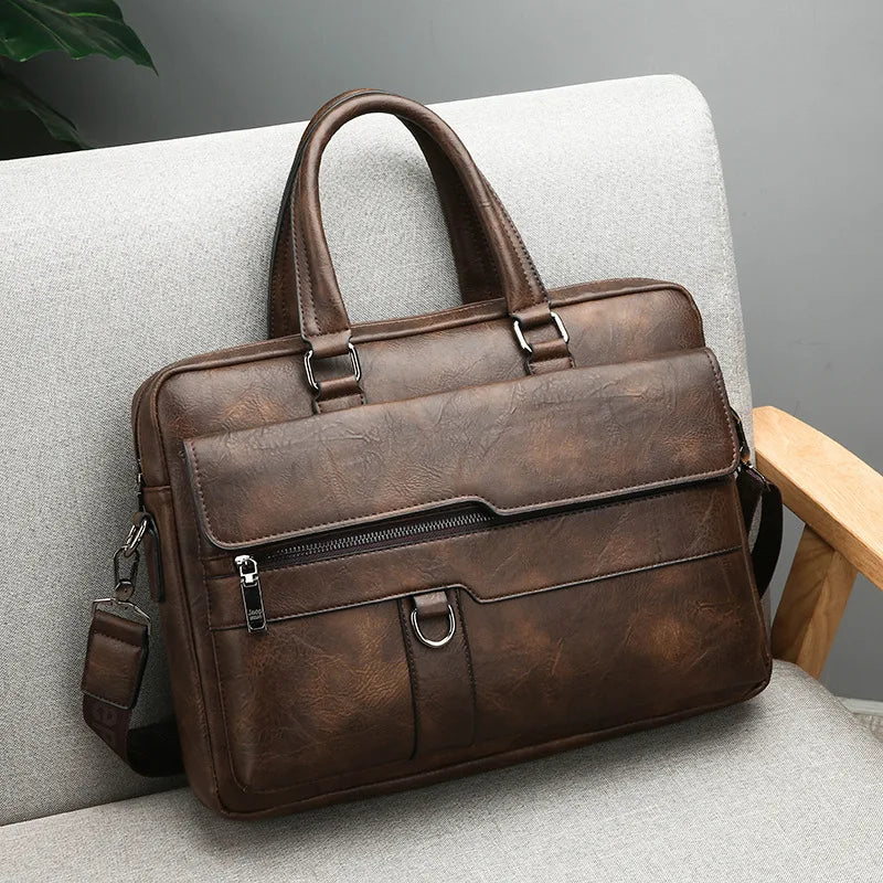 💼 Men’s Retro PU Leather Business Briefcase – Luxury Meets Everyday Performance
