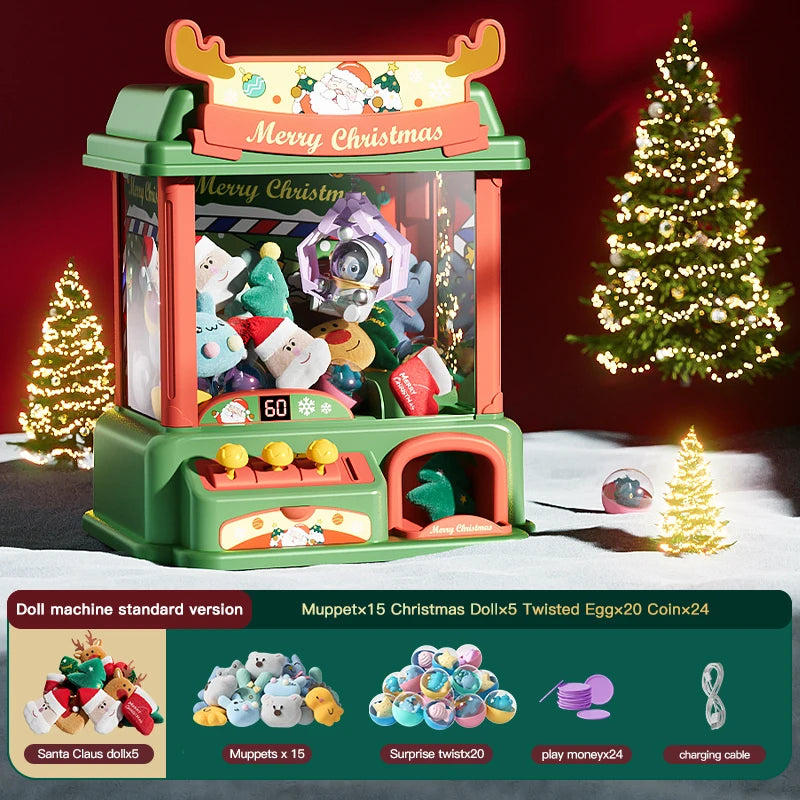 New Christmas Theme Doll Machine Coin Operated Play Game Claw Catch Toy Machines Dolls Children Interactive Toys Christmas Gifts