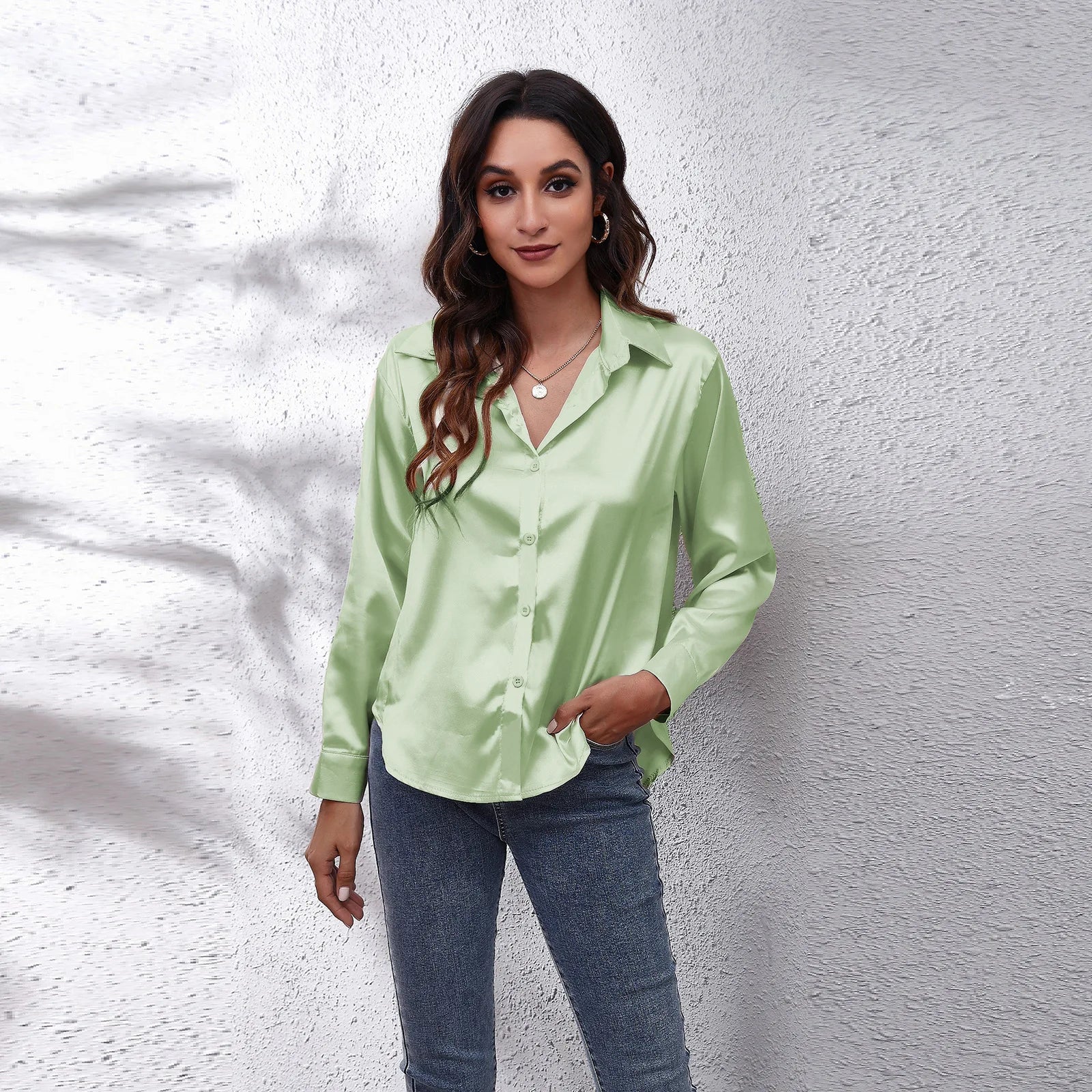 💼 Elegant Women’s Satin Shirt – Effortless Sophistication for Work & Beyond