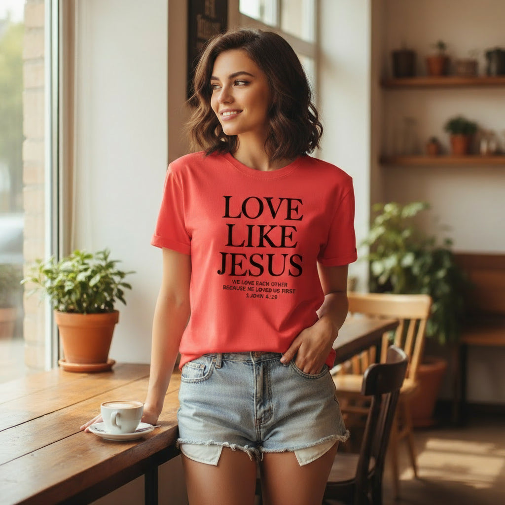 ✝️ Love Like Jesus – Faith-Based Christian T-Shirt for Women