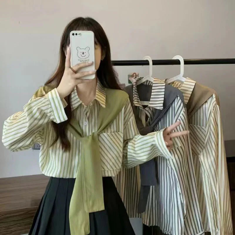 💫 Elegant Two-in-One Striped Shirt for Women