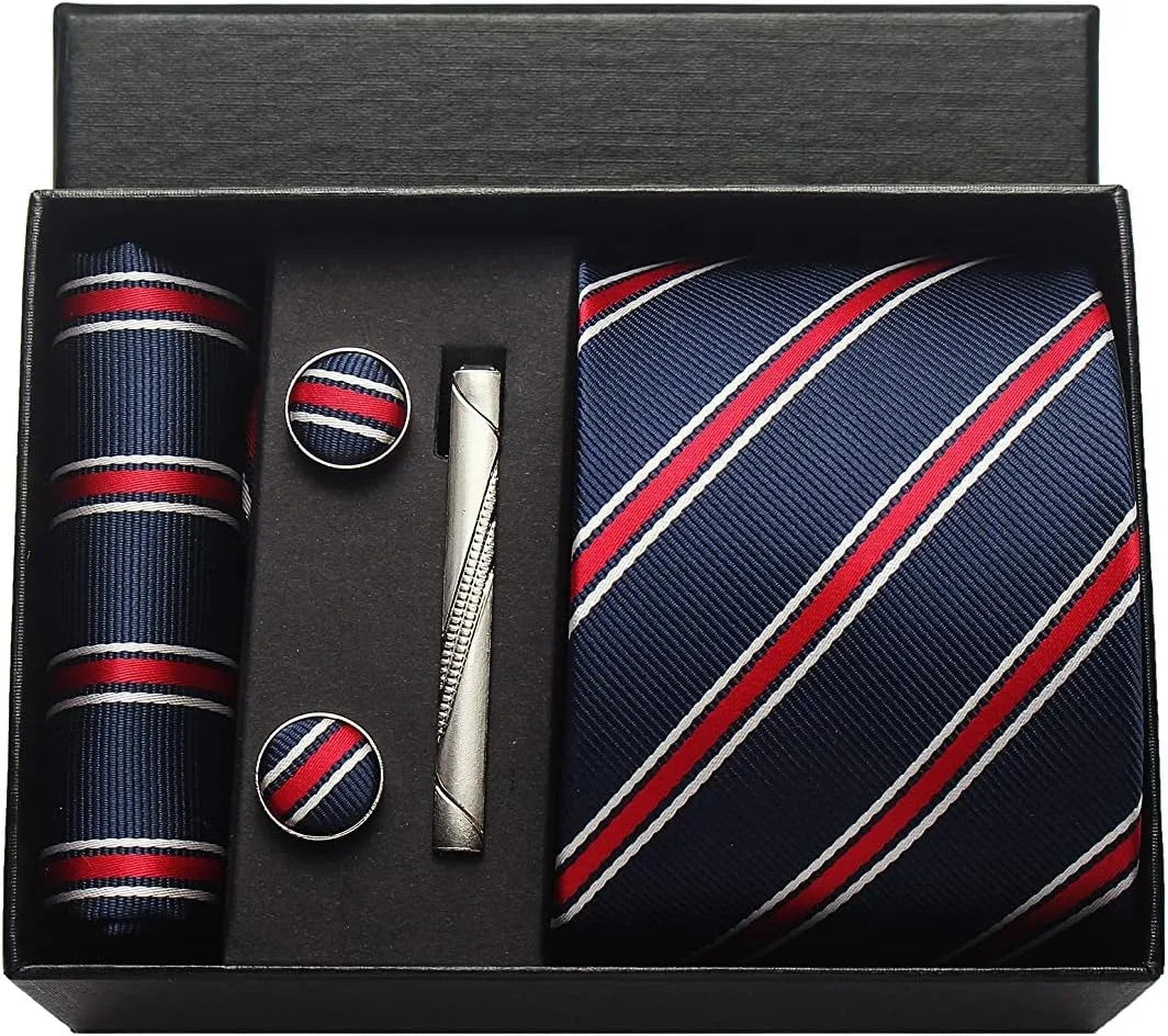 🎩 Classic 100% Silk Men’s Tie Set – Elegant Style in Every Detail
