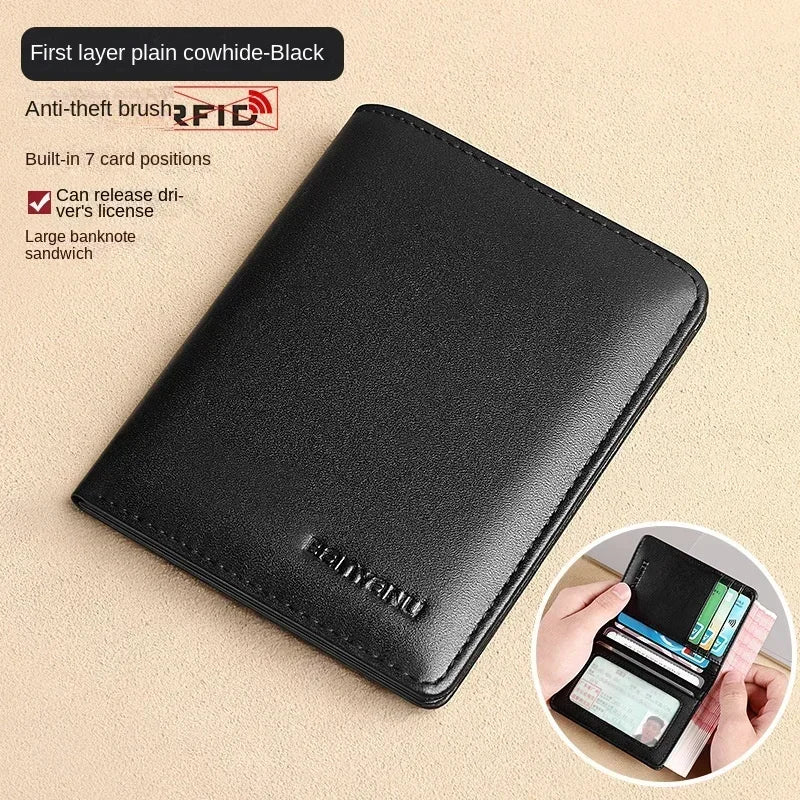 👛 Genuine Leather RFID Wallet – Slim, Minimalist, and Secure