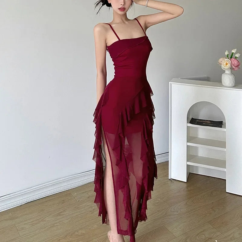 💖 Elegant Allure – Summer Lace-Up Backless Midi Dress