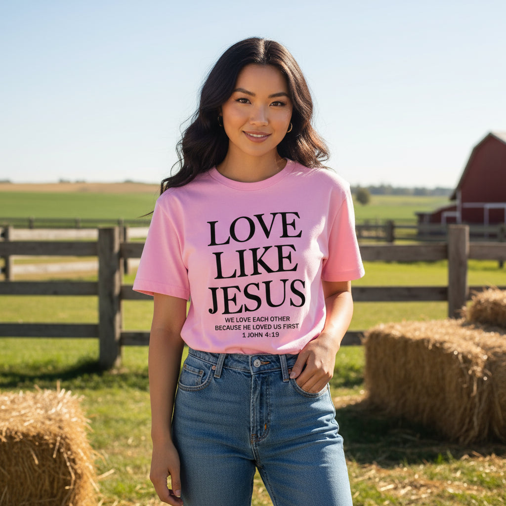 ✝️ Love Like Jesus – Faith-Based Christian T-Shirt for Women