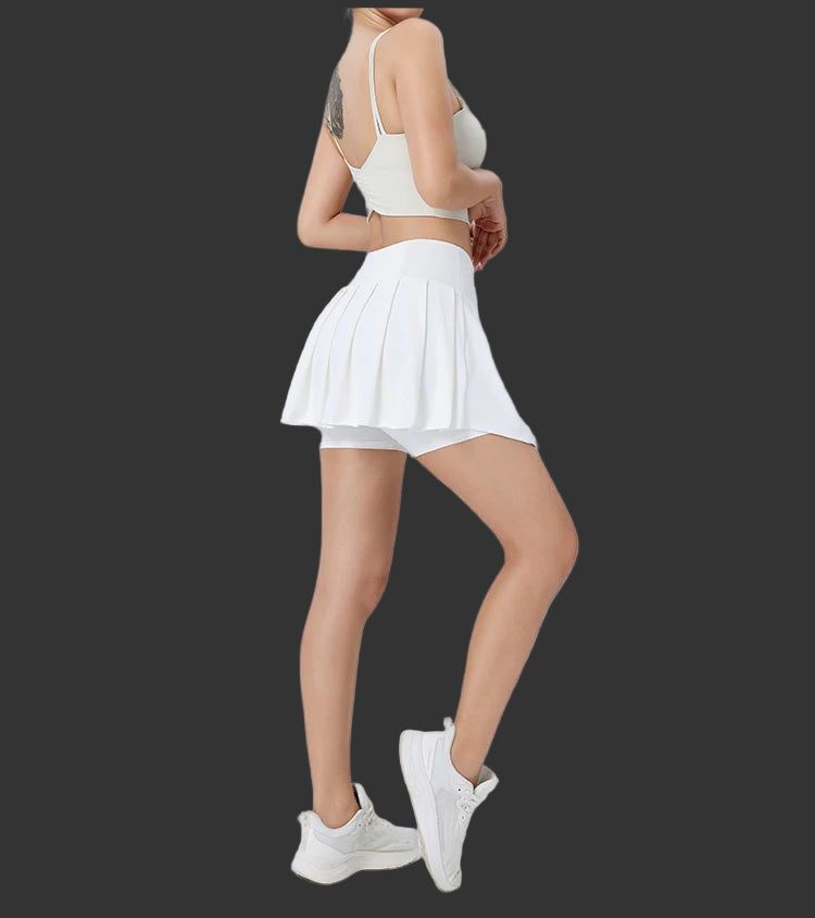 🎾 V-Cut Pleated Tennis Skort for Women – Stretchy, Quick-Dry Activewear for Peak Performance