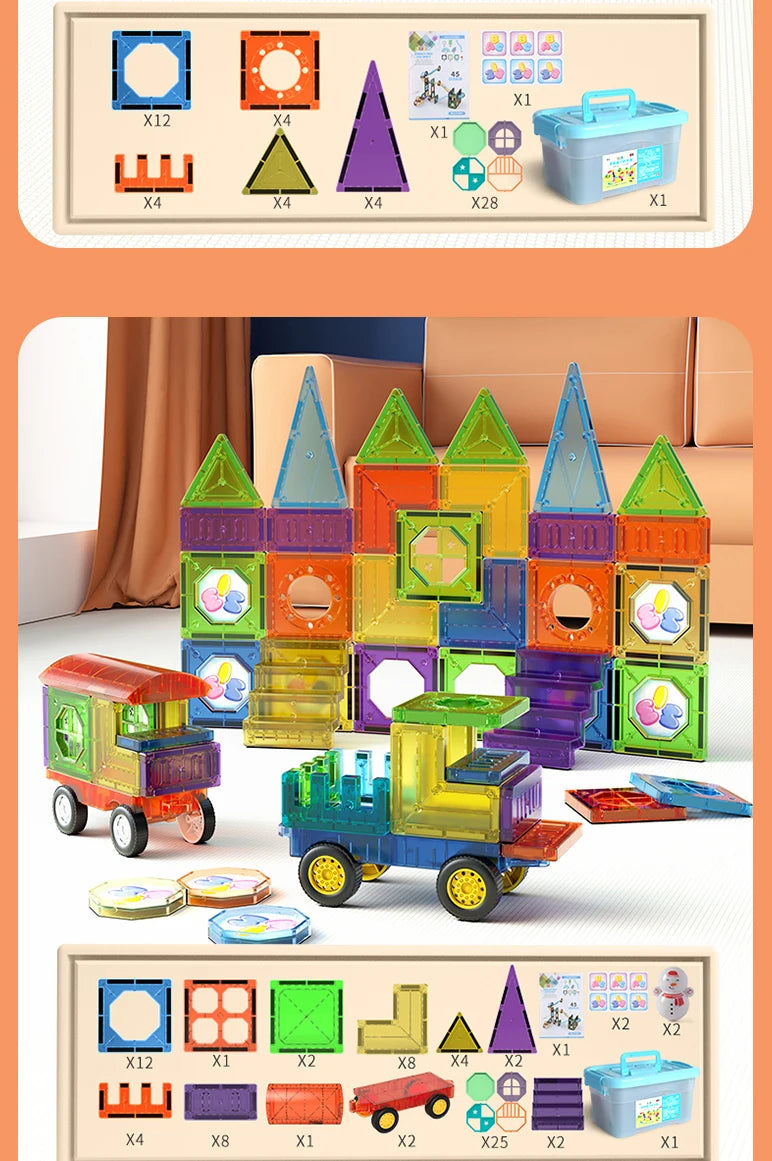 Magnetic Tiles  Marble Run Race Track Toy Set STEM Educational Building Blocks Child Brain Development Kit Magnet Construction T
