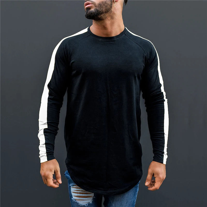 💪 Men’s Gym & Running Long Sleeve T-Shirt – Breathable Cotton Muscle Fit Performance Wear