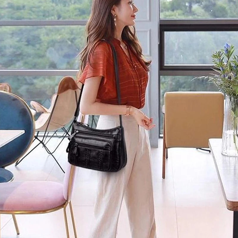 👜 Soft PU Leather Multi-Layer Shoulder Bag – Elegant, Practical & Made for Everyday Life