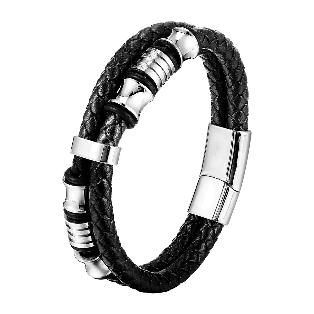 🔗 Braid Rope Leather Bracelet with Magnetic Buckle – Unisex Style & Elegance