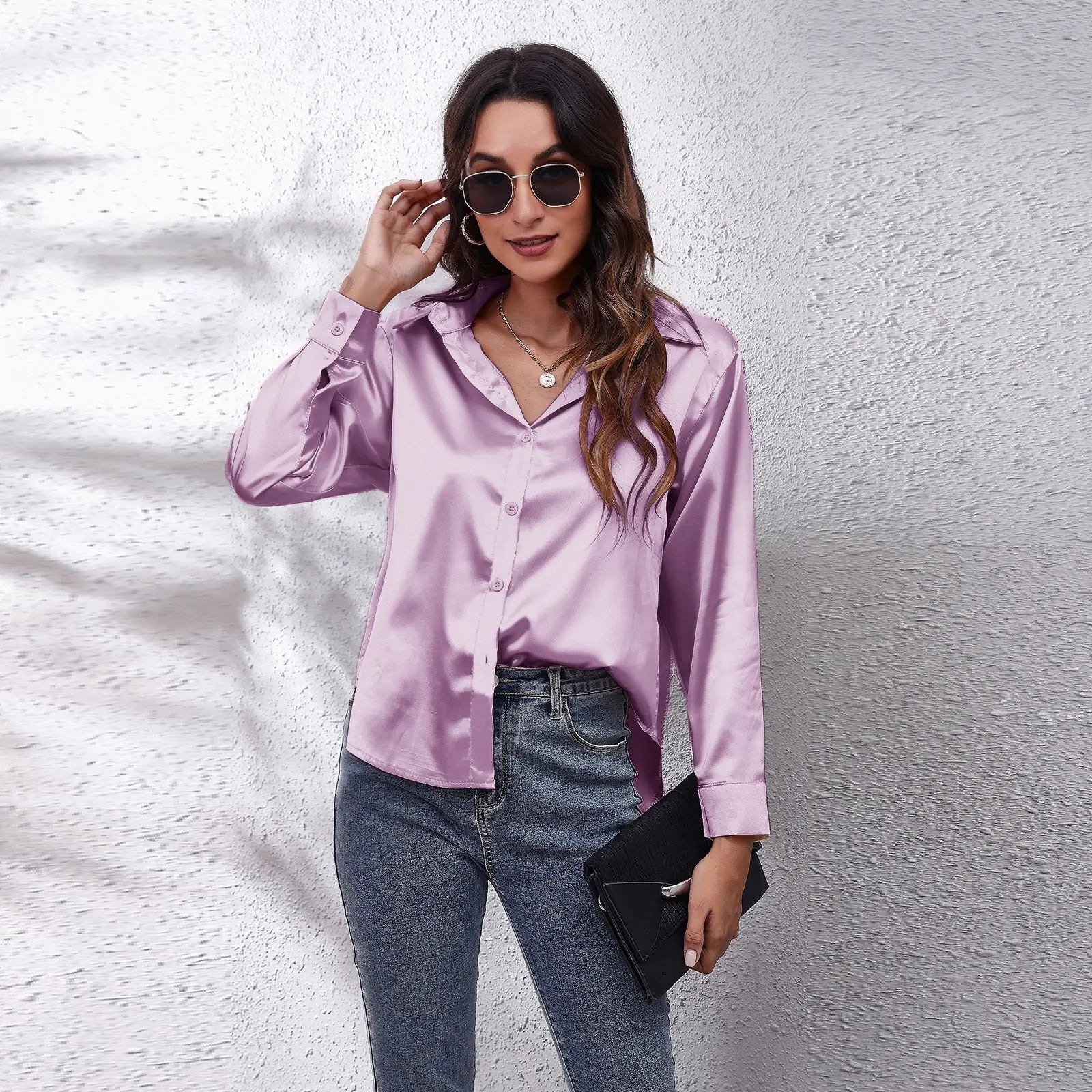 💼 Elegant Women’s Satin Shirt – Effortless Sophistication for Work & Beyond