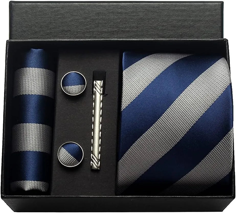 🎩 Classic 100% Silk Men’s Tie Set – Elegant Style in Every Detail