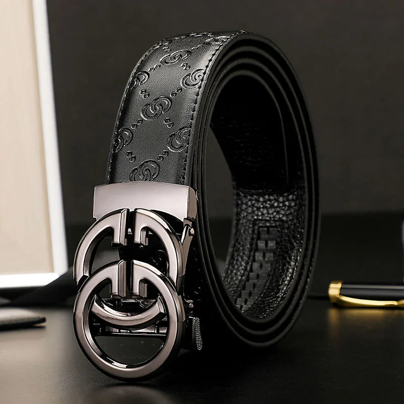 👔 Men’s 3.4cm Business Formal Real Leather Canvas Belt – Premium Style Meets Everyday Comfort