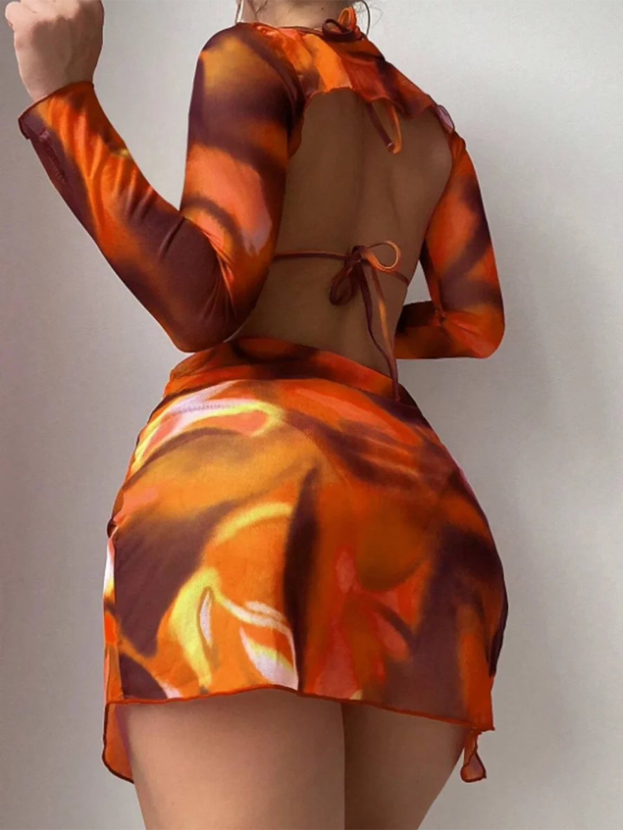 🌴 4-Piece Printed Triangle Bikini Set – Sexy, Confident, and Made for Summer Fun