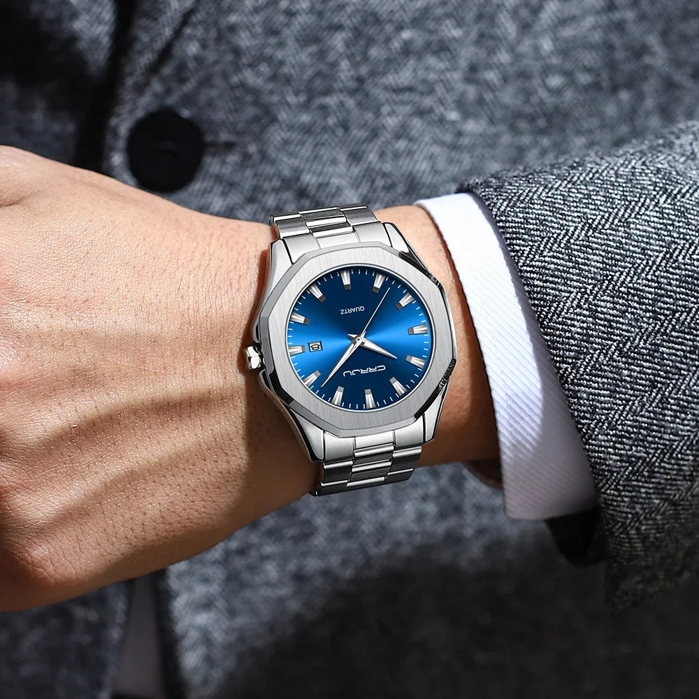 ⌚ Men’s Classic Luxury Stainless Steel Watch — Elegance That Never Fades