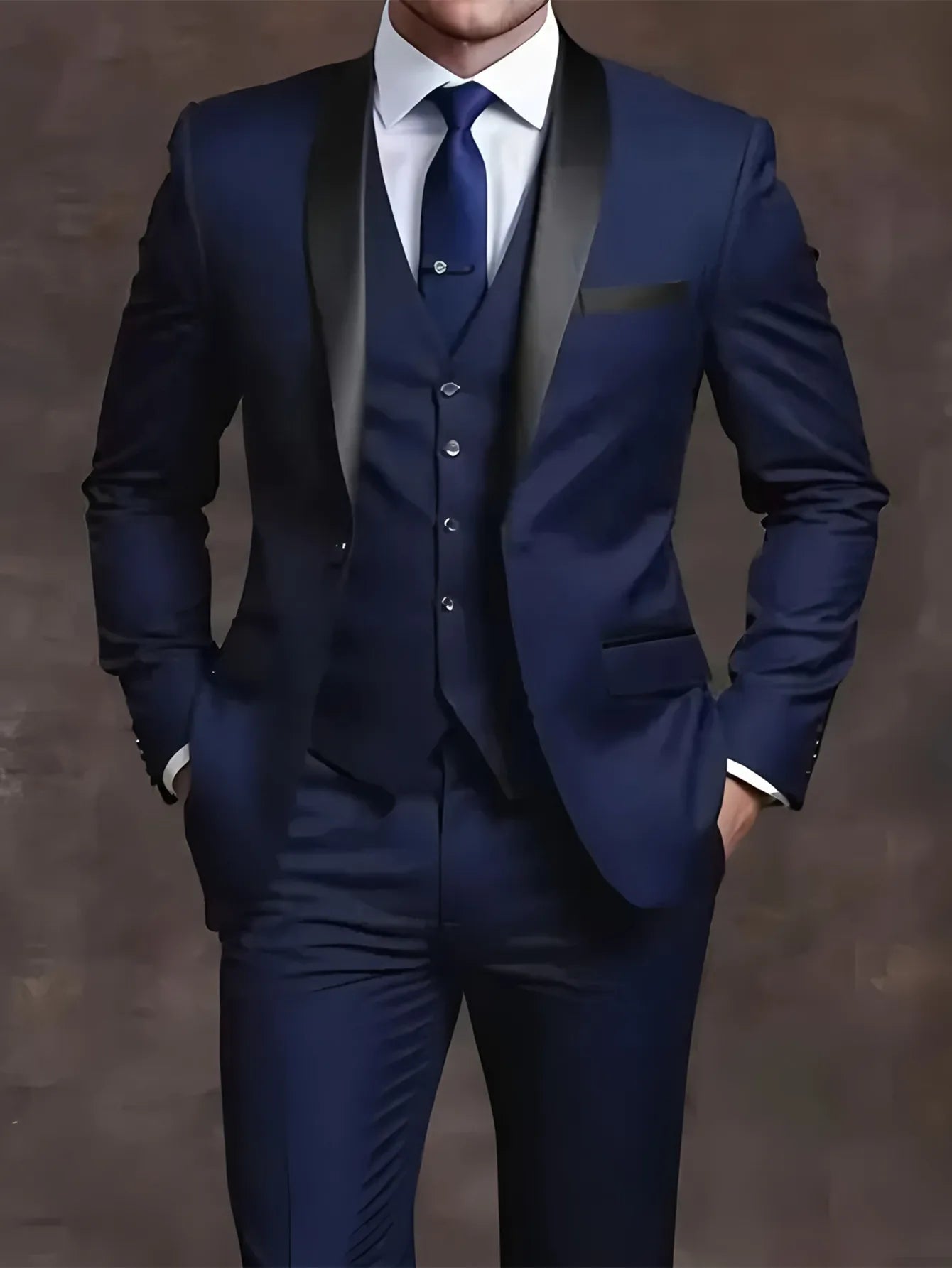 🕴️ Elegant Men's Slim Fit Tuxedo Set — Black Formal Suit for Weddings & Special Occasions