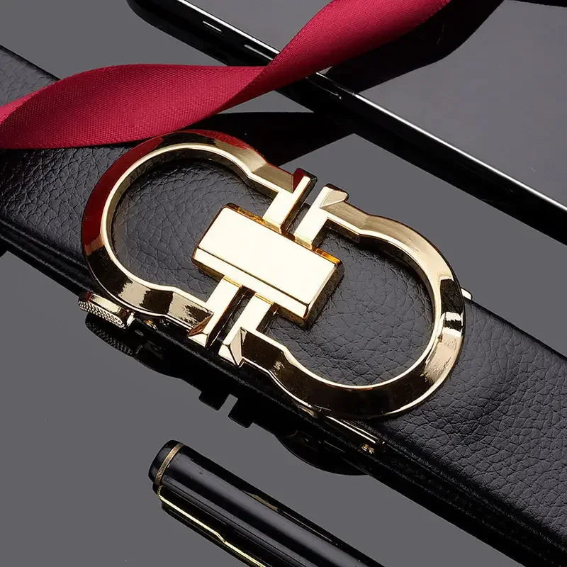 👔 Men’s Cow Leather Automatic Buckle Belt – The Ultimate Expression of Style and Confidence