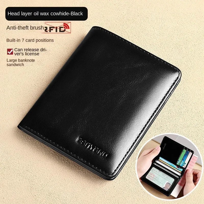 👛 Genuine Leather RFID Wallet – Slim, Minimalist, and Secure