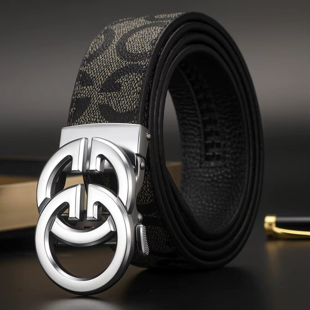 👔 Men’s 3.4cm Business Formal Real Leather Canvas Belt – Premium Style Meets Everyday Comfort