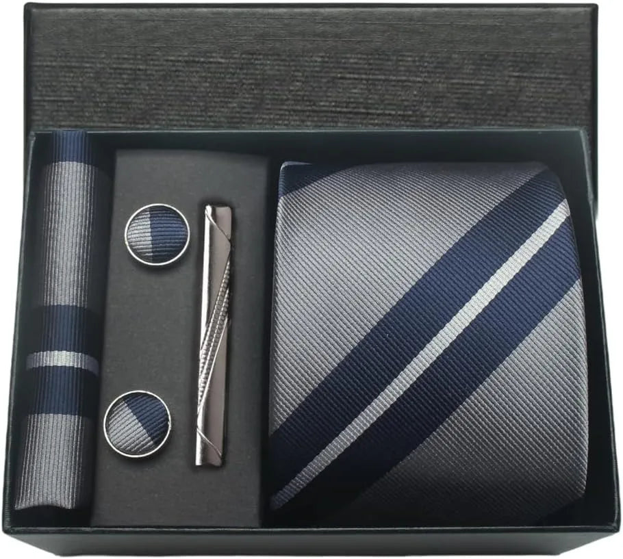 🎩 Classic 100% Silk Men’s Tie Set – Elegant Style in Every Detail